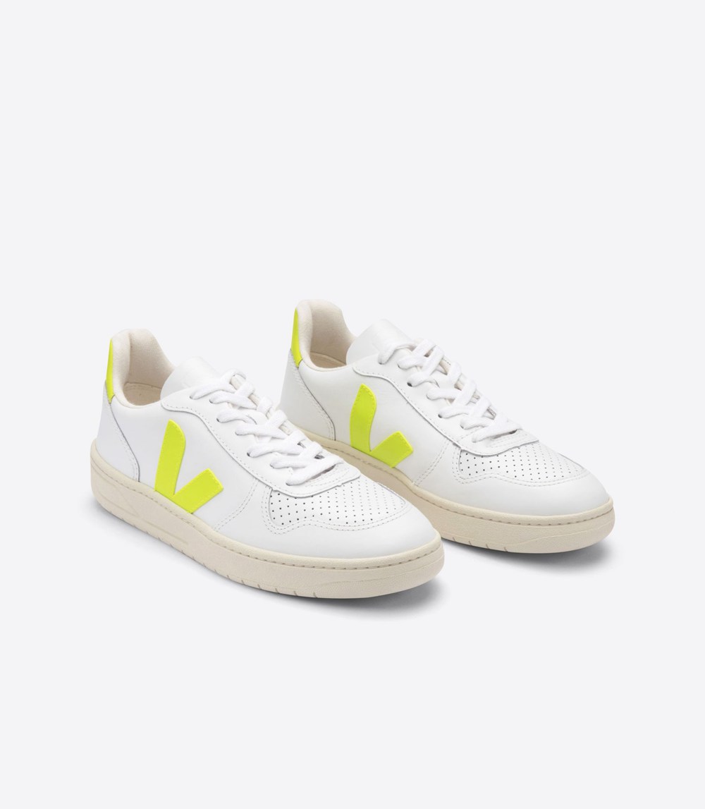 Tenis Veja Hombre - V-10 Cuero - Blancos - 978QUEHKM